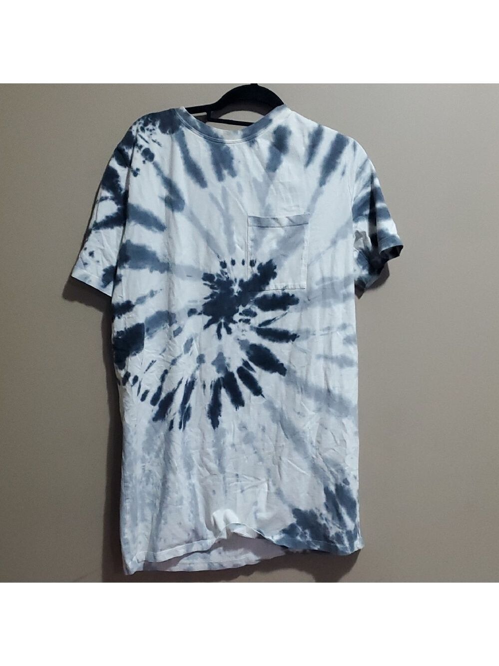 RD Style Short Sleeve Tie-Dye Tee - Blue and White Size Large